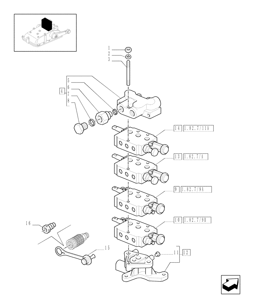 Схема запчастей Case IH JX1075C - (1.82.7/11[01]) - (VAR.165) 4 REMOTE VALVES FOR MDC - CONTROL VALVES - C5484 (07) - HYDRAULIC SYSTEM