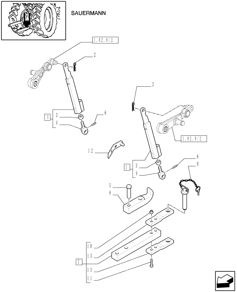 Схема запчастей Case IH JX1060C - (1.89.3/13[04]) - (VAR.929) TOW HOOK AND BAR (PICK-UP) - PIN , ARMS, BRACKETS, SUPPORTS (09) - IMPLEMENT LIFT