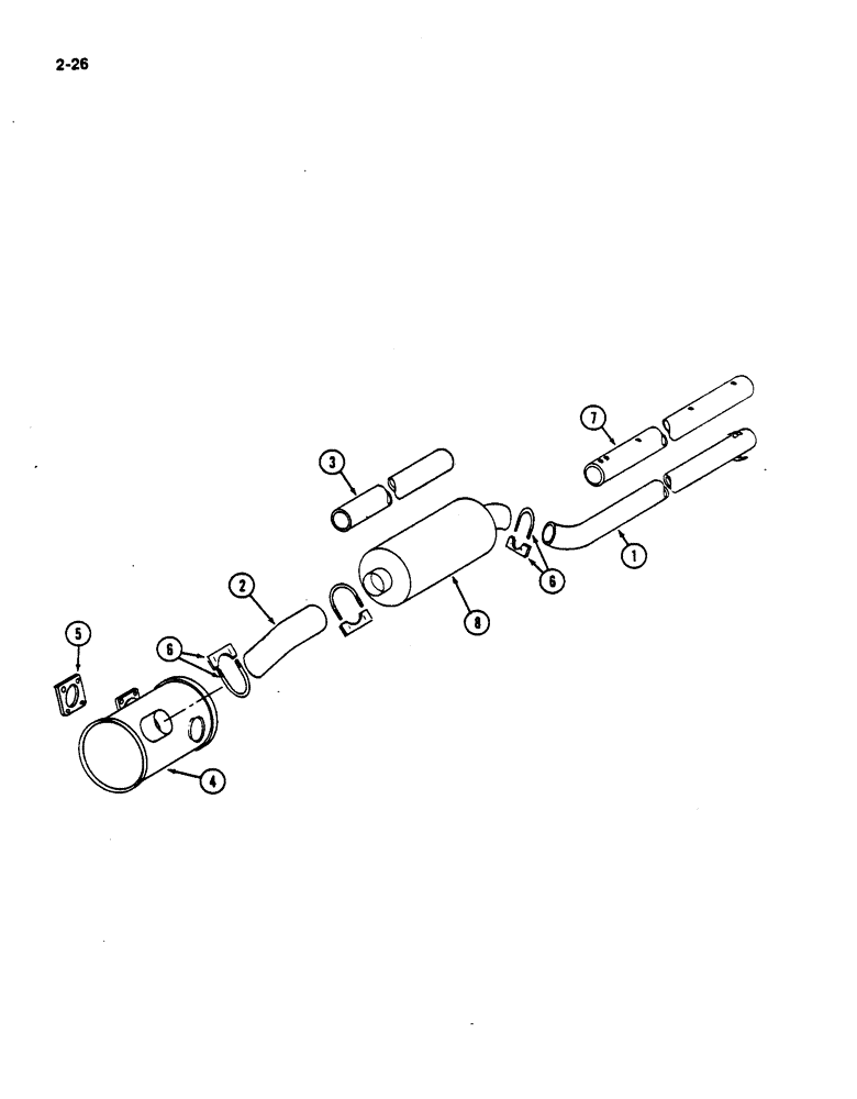 Схема запчастей Case IH 782 - (2-26) - EXHAUST SYSTEM LOW DRUM P.I.N. 507 THRU 681 HIGH DRUM 507 THRU 2124 (01) - ENGINE