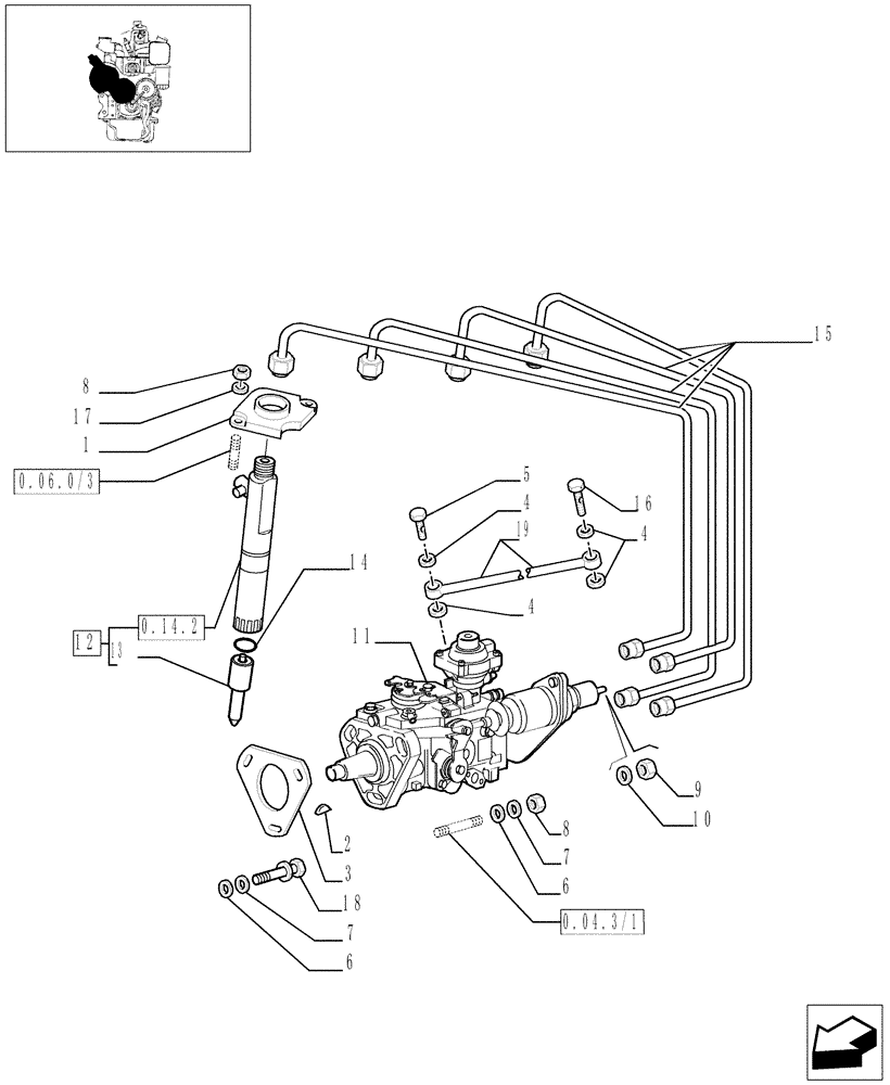 Схема запчастей Case IH JX95 - (0.14.0/03[01]) - INJECTION PUMP (01) - ENGINE