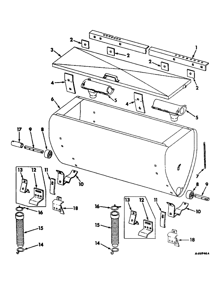 Схема запчастей Case IH DRY - (A-012) - DRY FERTILIZERS, METAL HOPPERS, HOSES AND SUPPORTS, FOR TWO ROW 