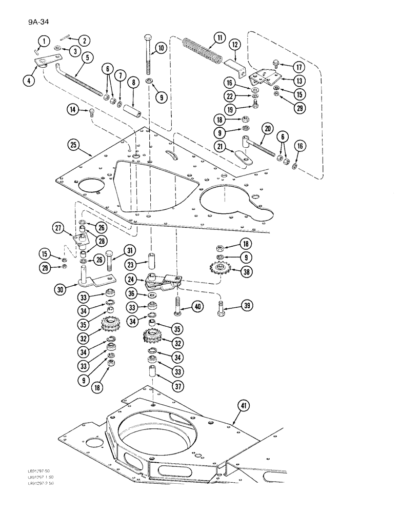 Схема запчастей Case IH 1822 - (9A-034) - IDLER ARMS AND SPROCKET REAR SPINDLE CHAIN (13) - PICKING SYSTEM