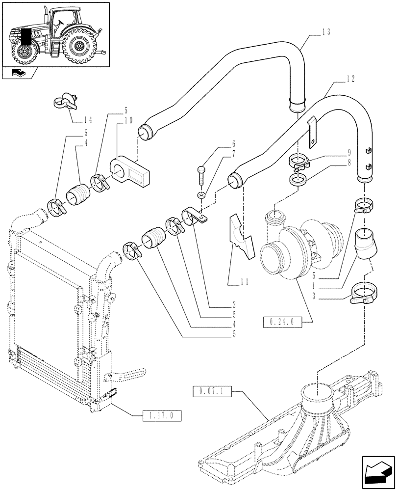 Схема запчастей Case IH PUMA 225 - (1.19.6) - INTERCOOLER AND CONDENSER - PIPES (02) - ENGINE EQUIPMENT