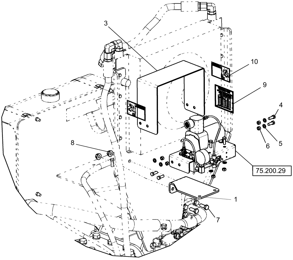 Схема запчастей Case IH 1240 - (75.200.28) - PNEUMATIC DOWN PRESSURE - AIR PUMP ASSEMBLY, PTO DRIVELINE (75) - SOIL PREPARATION