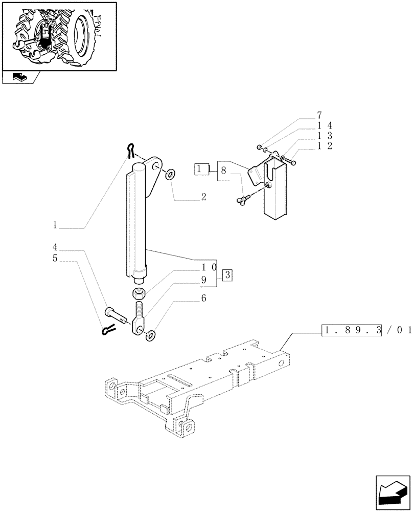 Схема запчастей Case IH MAXXUM 115 - (1.89.3/01[02]) - AUTOMATIC PICK UP HITCH WITH HYDR. PUSH BACK, WITH SWINGING DRAWBAR - TIE RODS (VAR.331945) (09) - IMPLEMENT LIFT