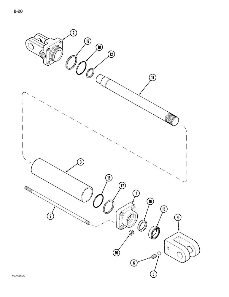 Схема запчастей Case IH 950 - (8-20) - HYDRAULIC CYLINDER, 1272484C92, ROW MARKER, 6 ROW NARROW (08) - HYDRAULICS