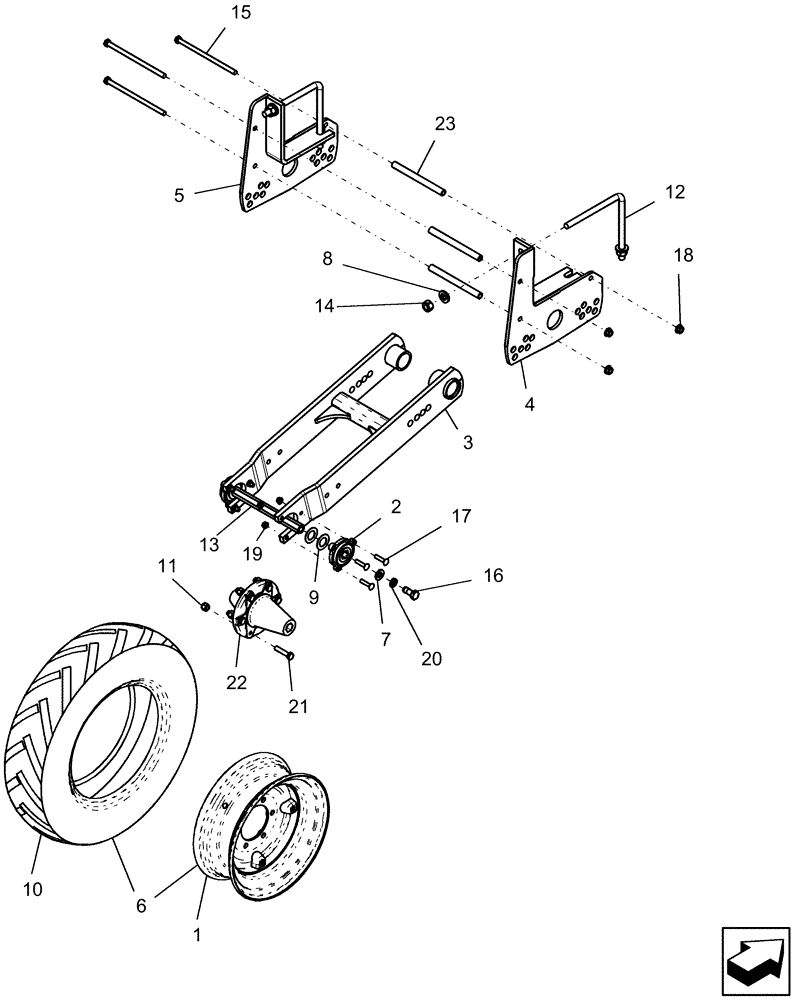 Схема запчастей Case IH 1230 - (44.100.01) - CARRYING WHEELS - DUAL ARM, 16R STACKER MECH AND VR (44) - WHEELS