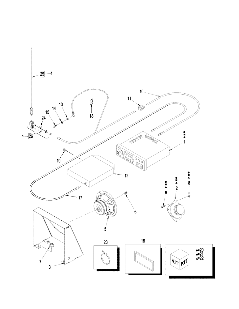 Схема запчастей Case IH STX530 - (04-03) - RADIO AND SPEAKERS (04) - ELECTRICAL SYSTEMS