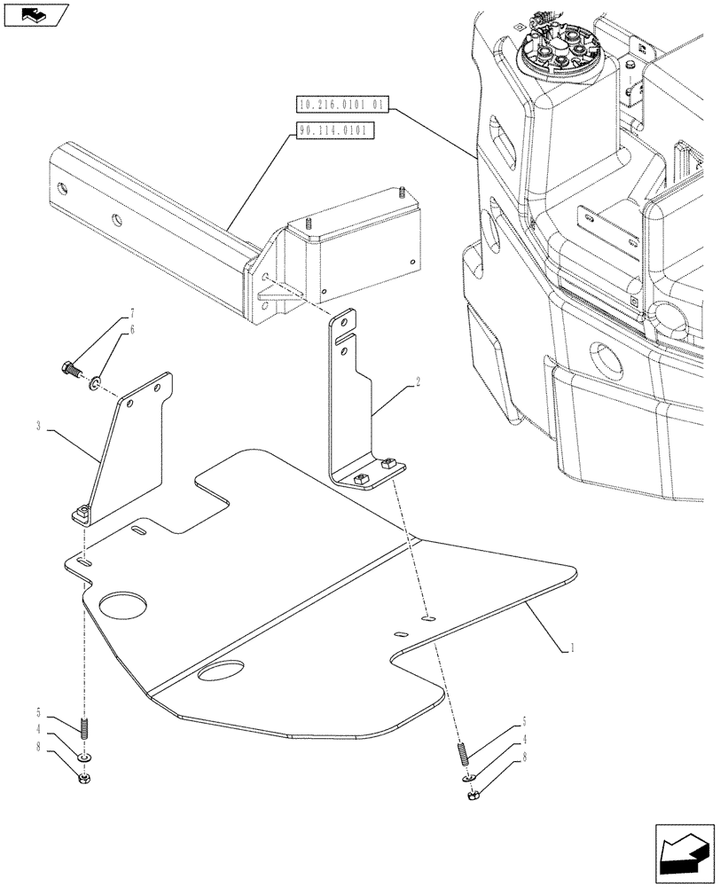 Схема запчастей Case IH PUMA 185 - (10.216.0202[02]) - ABS SYSTEM - MAIN FUEL TANK SUPPORT (VAR.743922) (10) - ENGINE