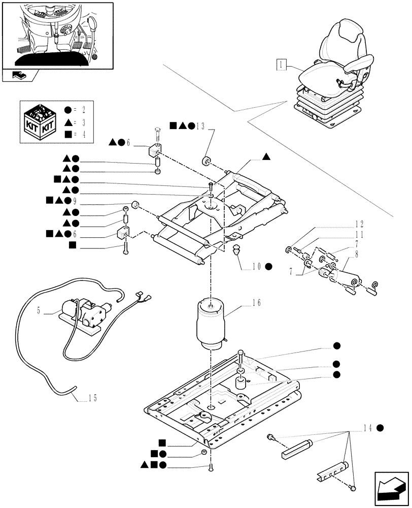 Схема запчастей Case IH PUMA 155 - (1.93.3/ B[05]) - "GRAMMER" DELUXE AIR SUSPENSION SEAT WITH HEATED CUSHIONS, W/BELTS AND W/SWITCH - BREAKDOWN (VAR.330709) (10) - OPERATORS PLATFORM/CAB