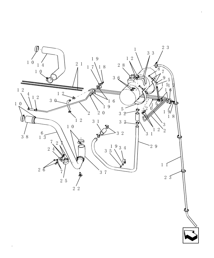 Схема запчастей Case IH 8010 - (10.406.03[04]) - COOLANT LINES - PIN HAJ203160 & AFTER - 7010 (10) - ENGINE