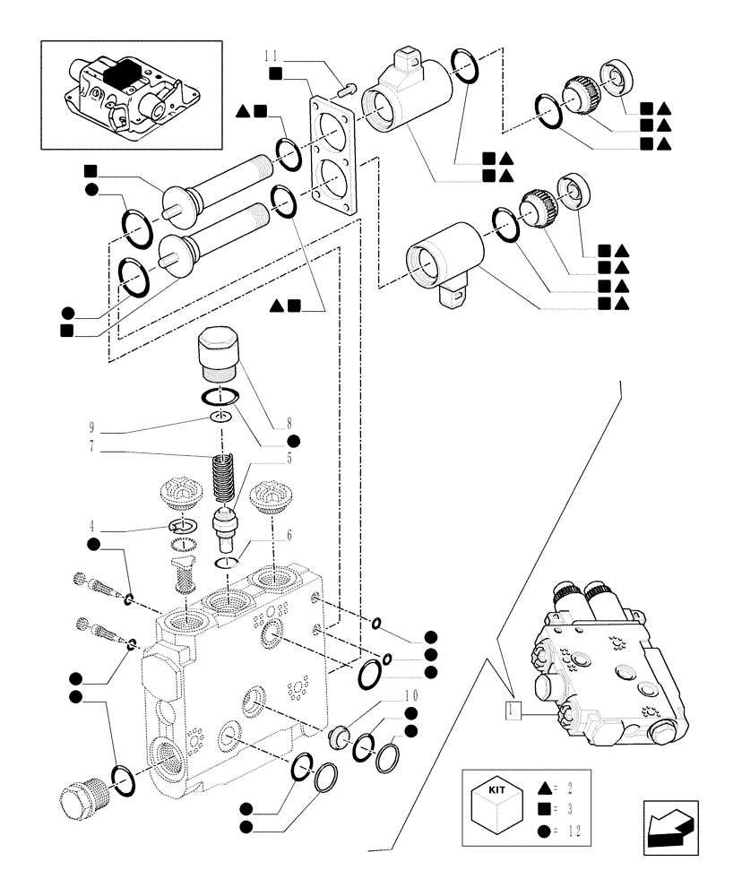 Схема запчастей Case IH MXU100 - (1.82.7/ E) - VALVE CONTROL BREAKDOWN - C5504 (07) - HYDRAULIC SYSTEM