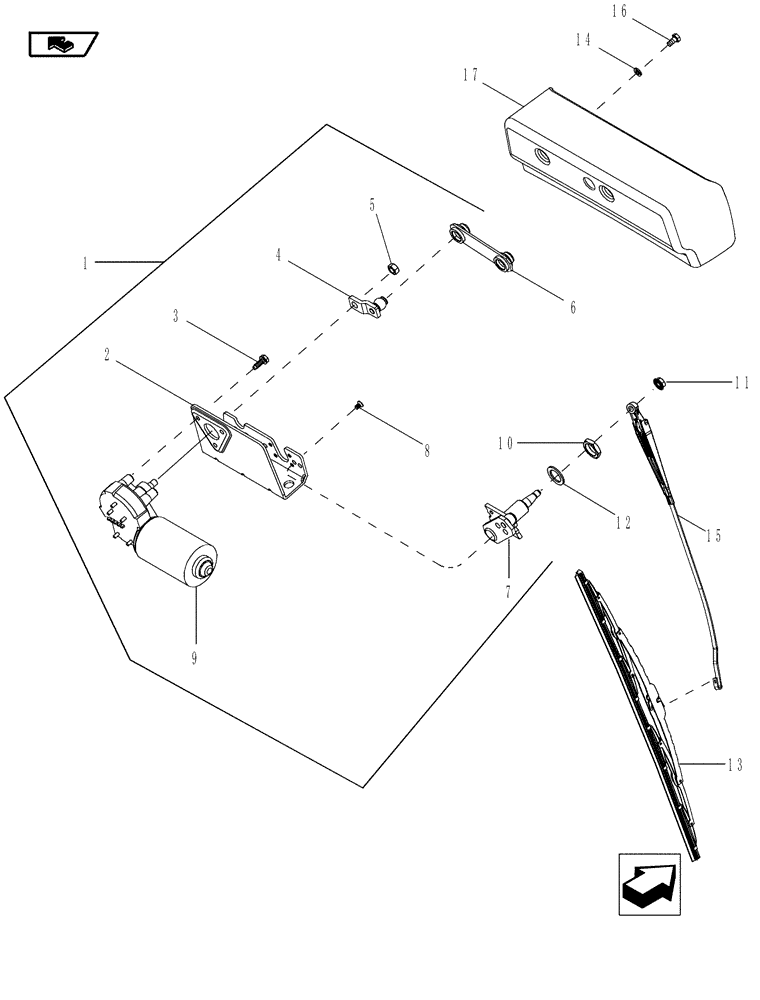 Схема запчастей Case IH MAGNUM 180 - (55.518.01) - WINDSHIELD WIPER ASSEMBLY, FRONT & REAR (55) - ELECTRICAL SYSTEMS