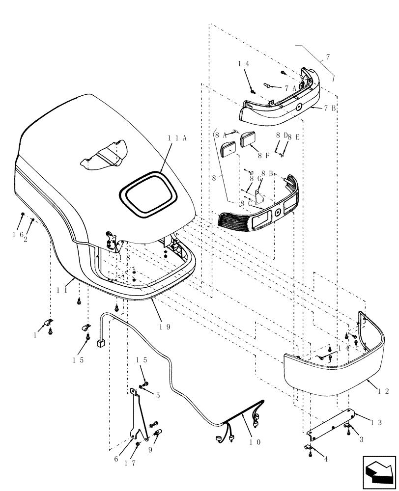 Схема запчастей Case IH D40 - (08.03.01) - HOOD ASSEMBLY (08) - SHEET METAL