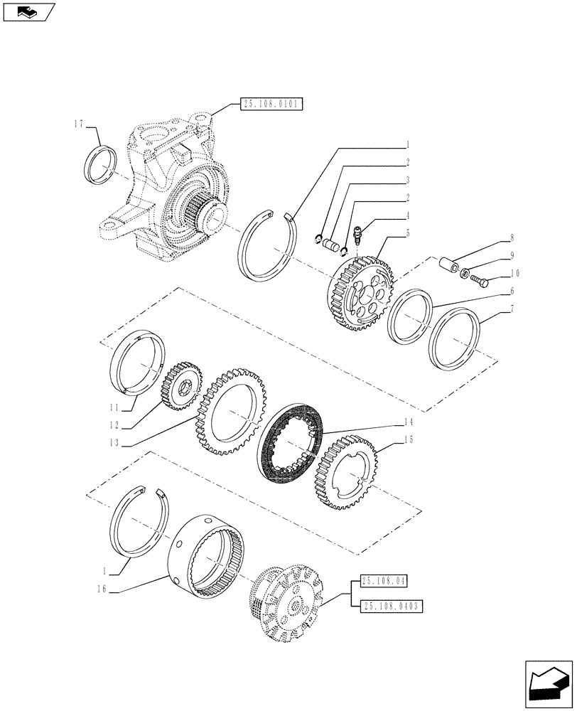 Схема запчастей Case IH PUMA 200 - (33.204.01[01]) - FRONT AXLE WITH BRAKES - BRAKE GEARS - C7091 (VAR.728195-728212) (33) - BRAKES & CONTROLS