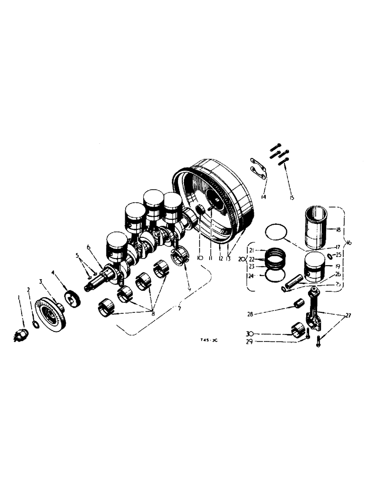 Схема запчастей Case IH 354 - (1-07) - DIESEL ENGINE, CRANKSHAFT, CONNECTING RODS, PISTONS AND FLYWHEEL (01) - ENGINE