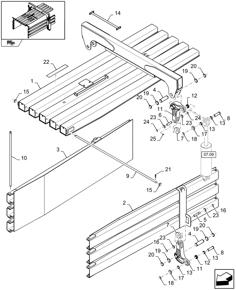 Схема запчастей Case IH LB433R - (14.05[01]) - PLATE BALE CHUTE (14) - BALE CHAMBER