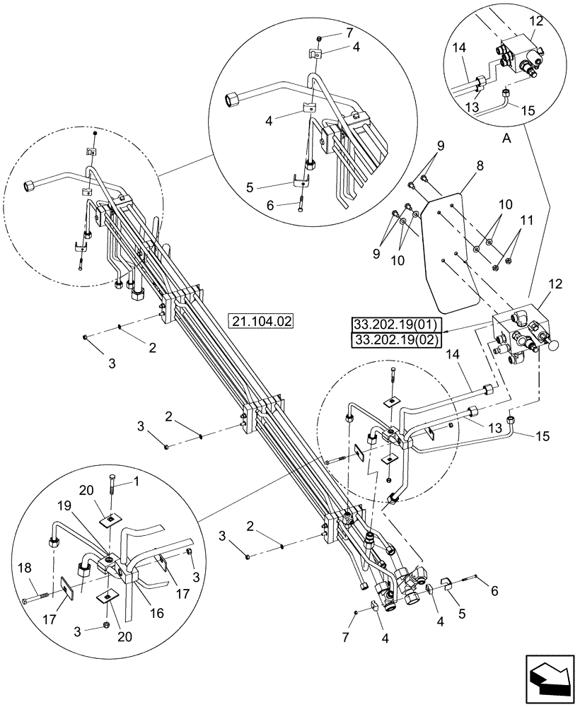 Схема запчастей Case IH 7010 - (35.950.03) - HYDRAULIC TUBES - TOW/PARK - 7010/8010 (35) - HYDRAULIC SYSTEMS