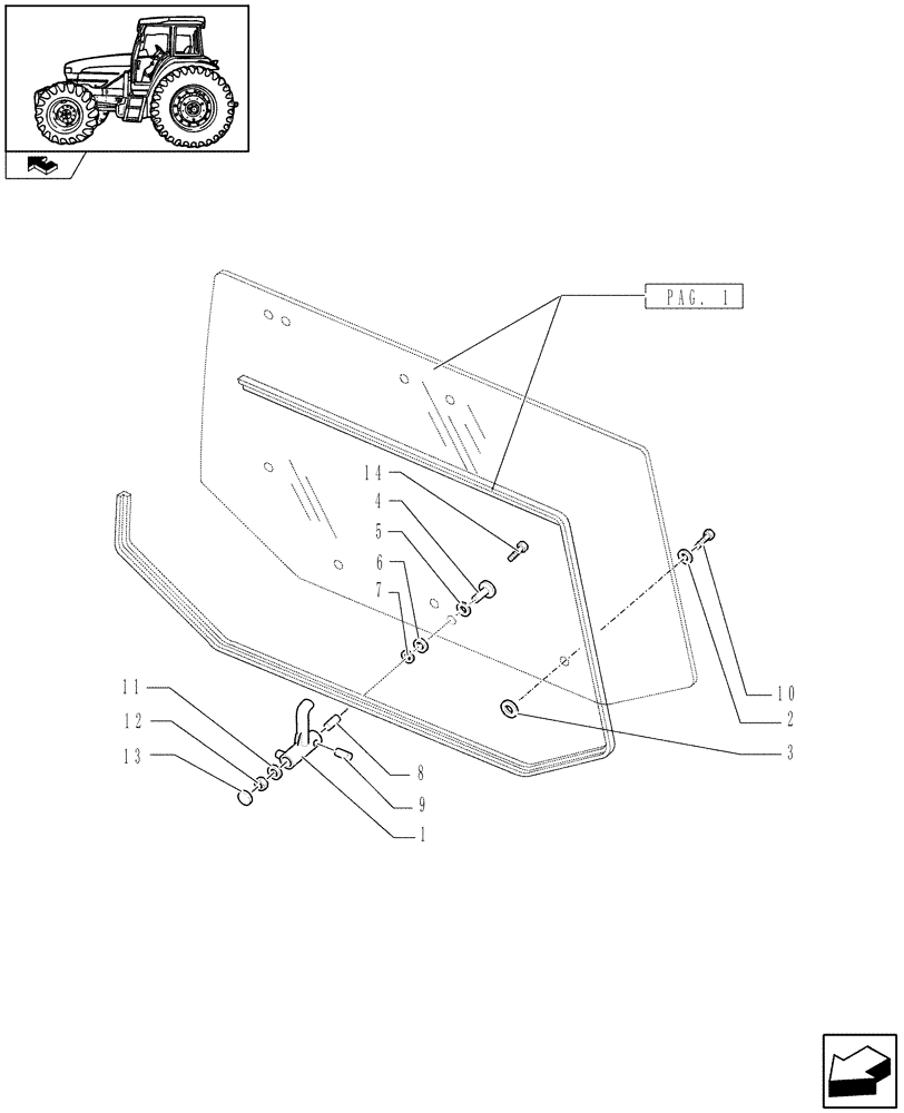 Схема запчастей Case IH FARMALL 105U - (1.92.4[02]) - REAR WINDOW LOCK & REAR GLASS - W/CAB (10) - OPERATORS PLATFORM/CAB