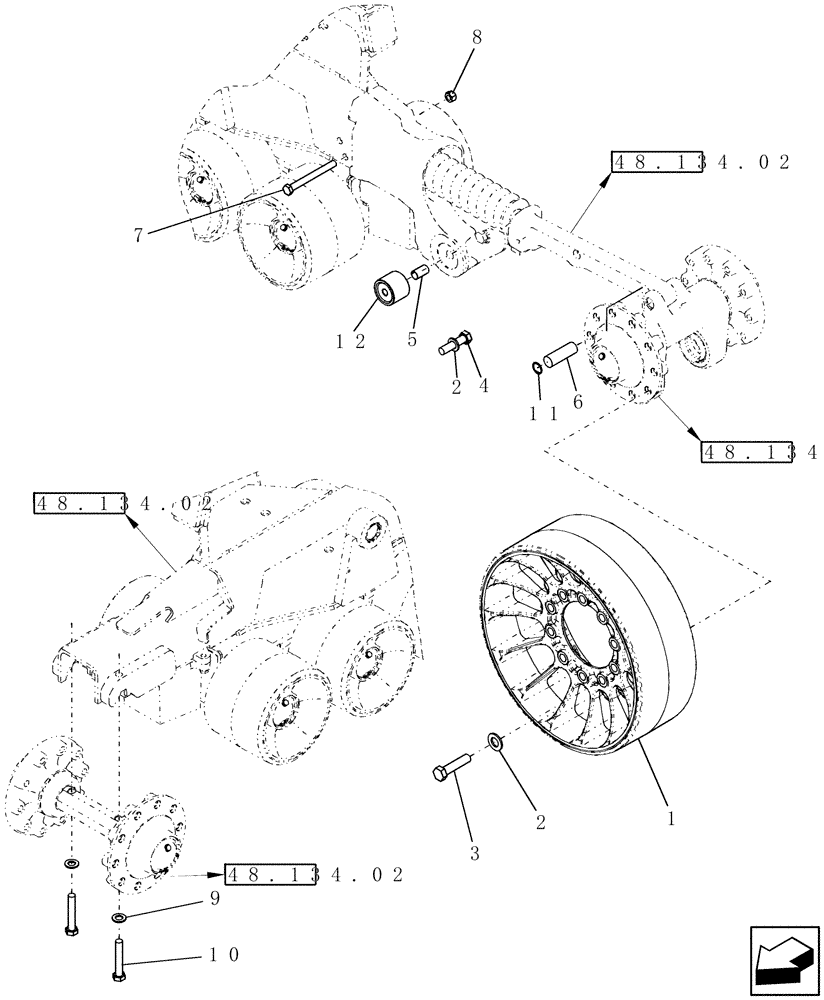 Схема запчастей Case IH 9010 - (48.134.05) - TRACK DRIVE - IDLER WHEELS; ONLY FOR NA - 8010 (48) - TRACKS & TRACK SUSPENSION