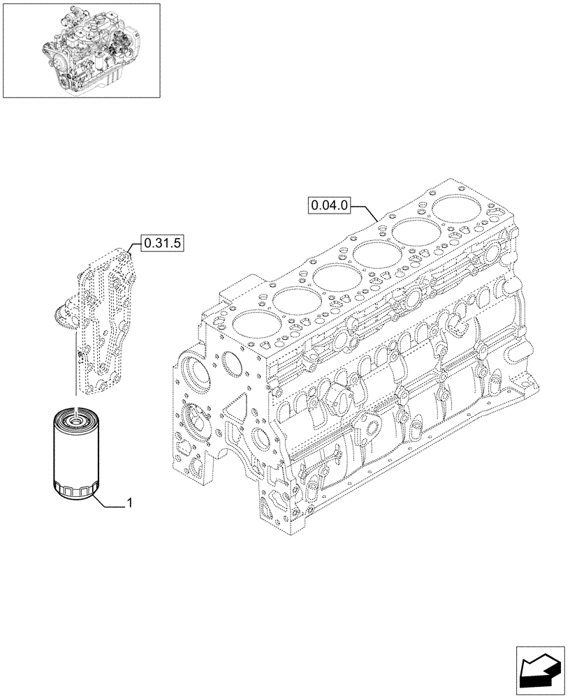 Схема запчастей Case IH F4GE9684D J600 - (0.30.2[01]) - OIL FILTERS - ENGINE (504074042) 