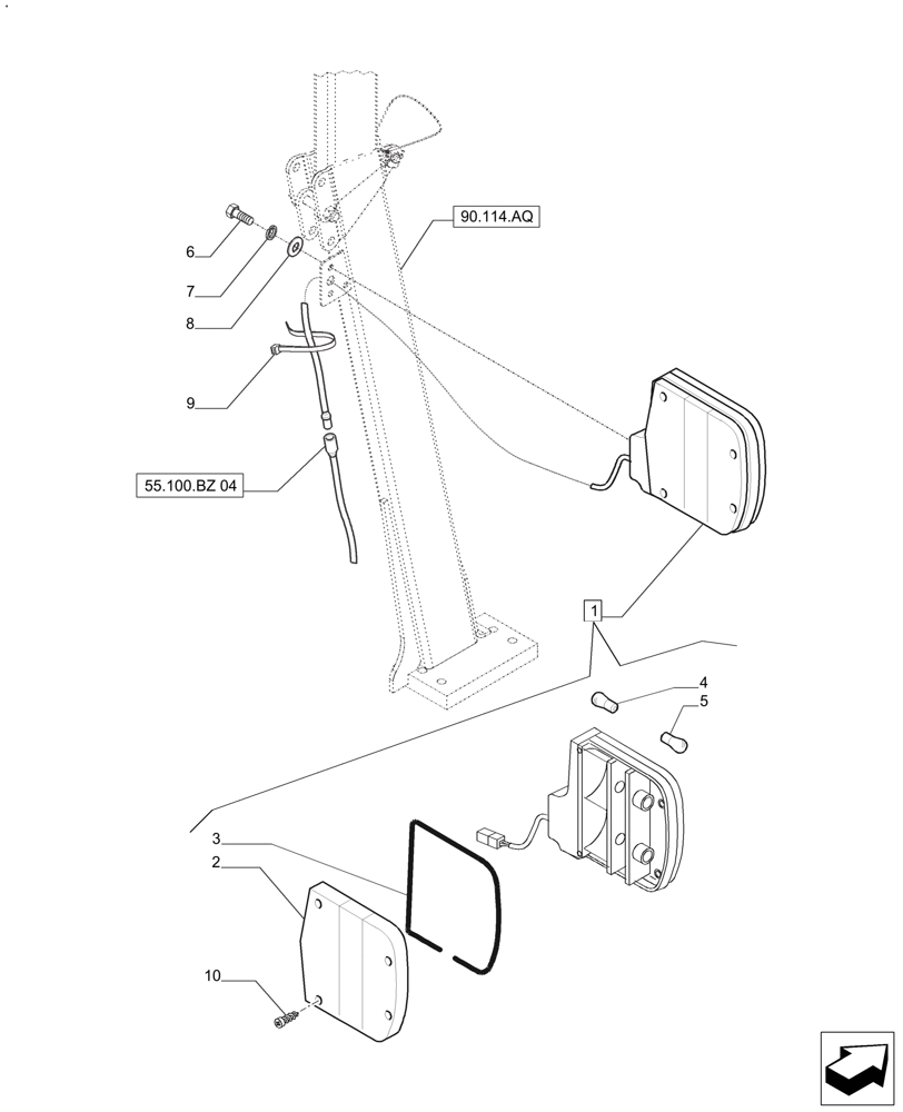 Схема запчастей Case IH FARMALL 110A - (55.404.BM[01]) - FLASHER LAMP, ROPS (55) - ELECTRICAL SYSTEMS
