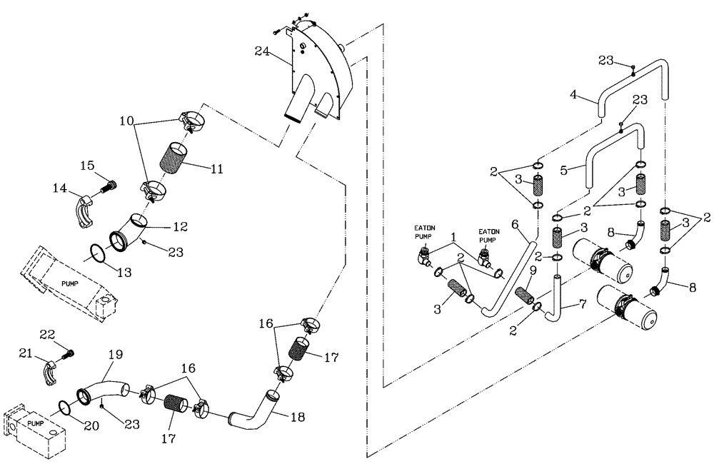 Схема запчастей Case IH 7700 - (B06[03]) - HYDRAULIC SUCTION LINES {Pump} Hydraulic Components & Circuits