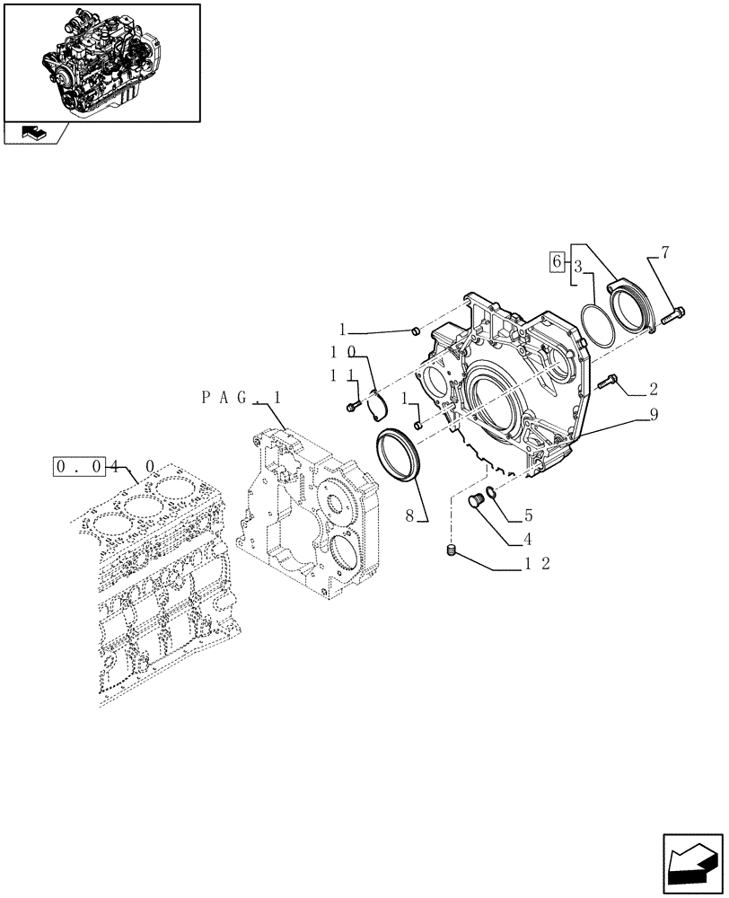 Схема запчастей Case IH F4GE9684R J600 - (0.04.3[03]) - CRANKCASE COVERS (504153458) 