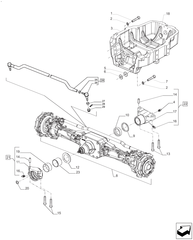 Схема запчастей Case IH FARMALL 140A - (25.100.AI[02]) - FRONT AXLE - 4WD - HEAVY DUTY (125 & 140 HP) (25) - FRONT AXLE SYSTEM