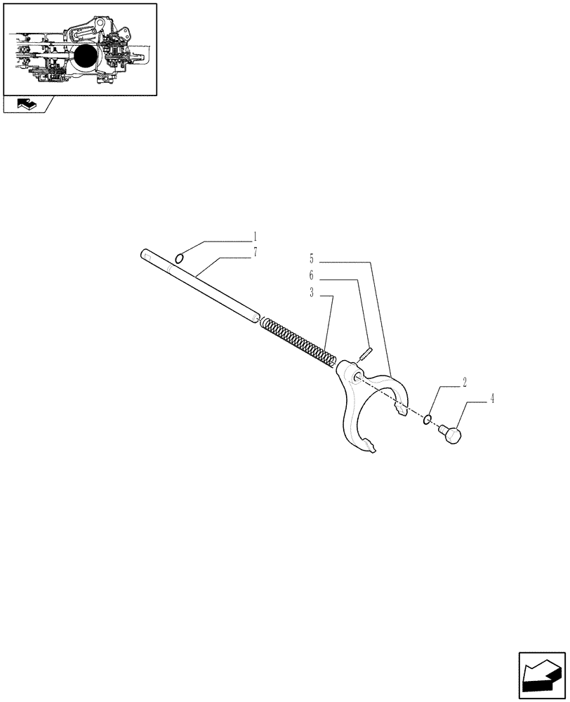 Схема запчастей Case IH FARMALL 95U - (1.32.6/01) - 2WD REAR MECHANICAL DIFFERENTIAL LOCK FOR MECHANICAL TRANS. - RODS & FORKS (VAR.339380) (03) - TRANSMISSION