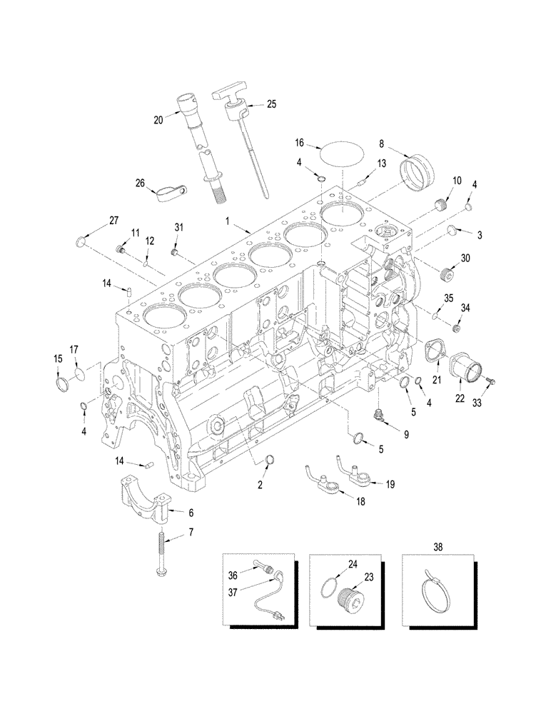 Схема запчастей Case IH STX330 - (02-21) - CYLINDER BLOCK / BLOCK HEATER WITH CORD (02) - ENGINE