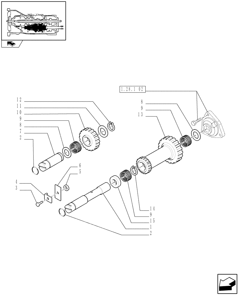 Схема запчастей Case IH FARMALL 70 - (1.28.1[04]) - GEARBOX GEARINGS - DRIVING GEARS AND SPACERS (03) - TRANSMISSION