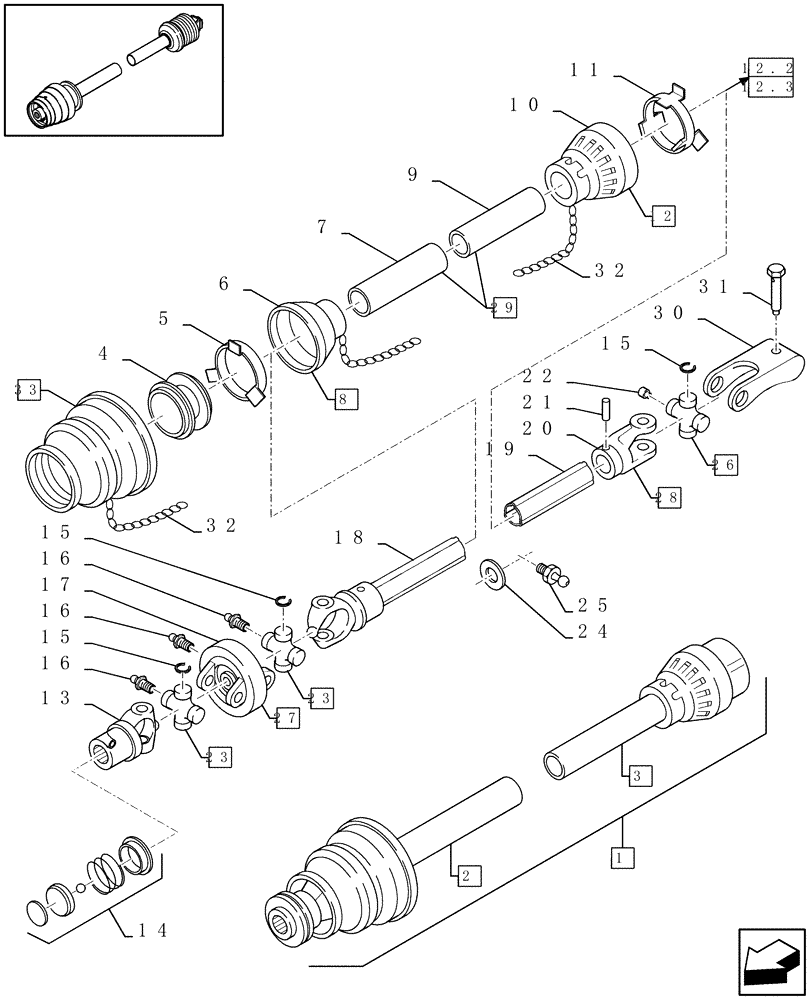 Схема запчастей Case IH LBX331R - (01.01[01]) - POWER TAKE-OFF, FRONT (01) - POWER TAKE OFF