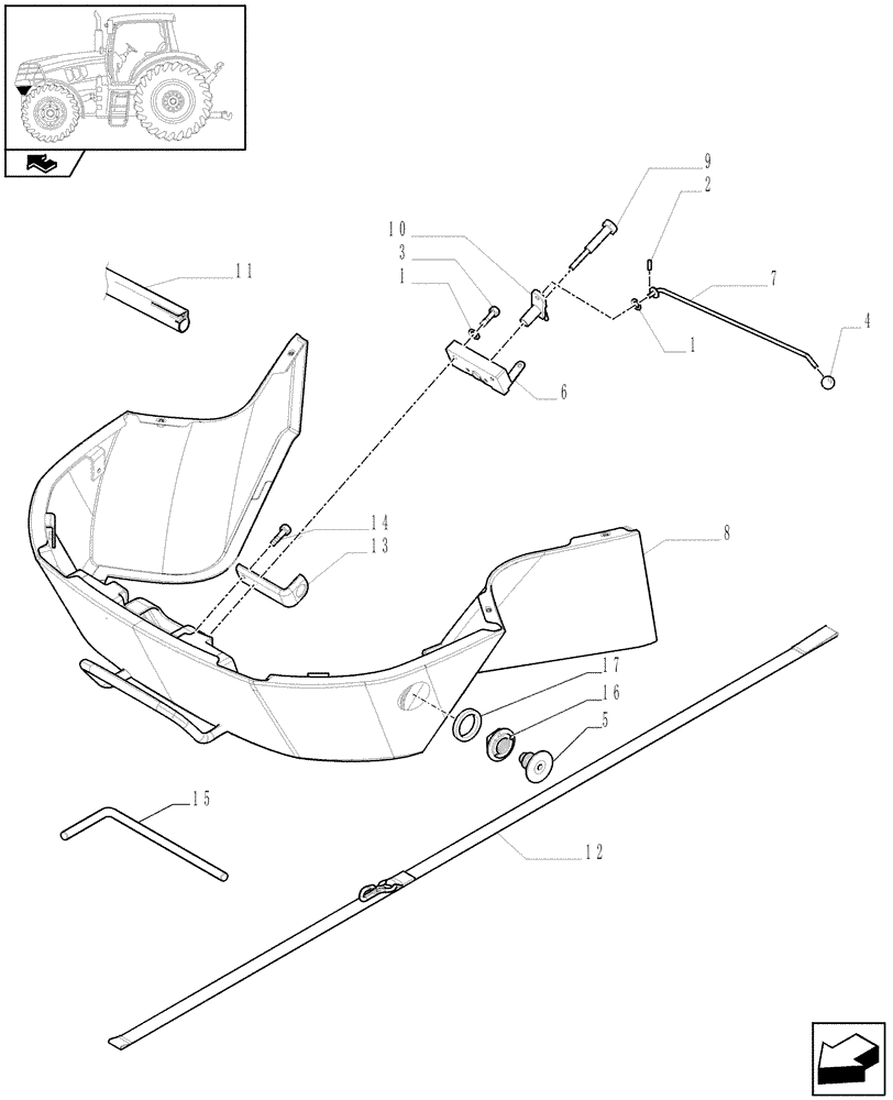 Схема запчастей Case IH PUMA 195 - (1.83.0[02A]) - HOOD - LATCH - D6749 - C6994 (08) - SHEET METAL