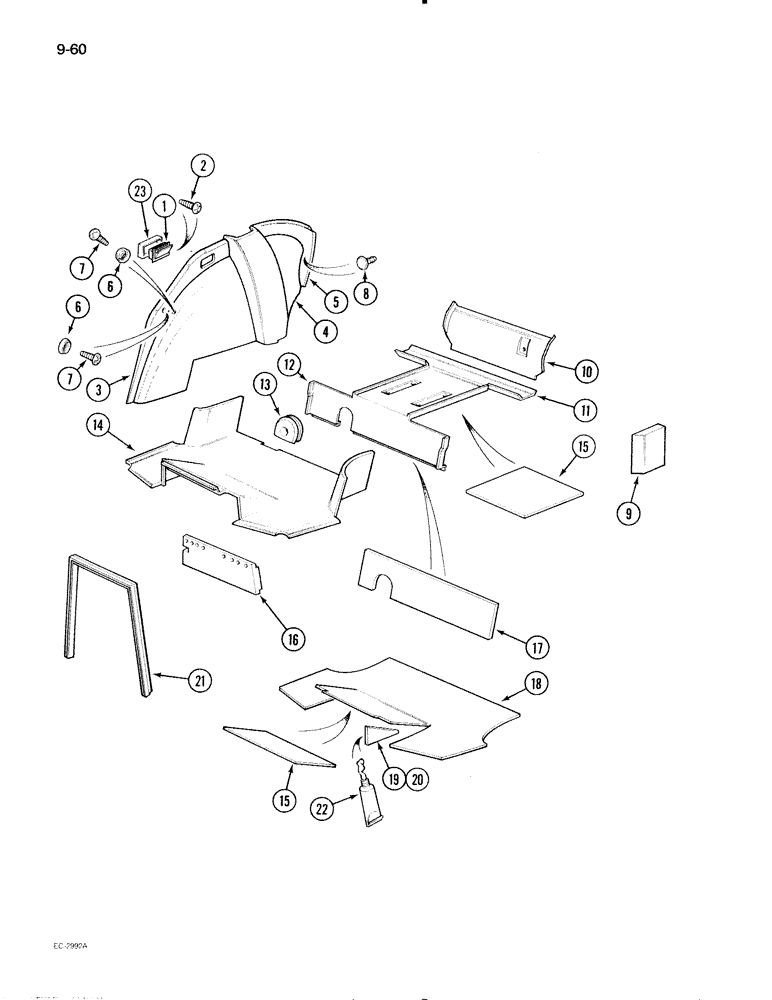 Схема запчастей Case IH 695 - (9-060) - CAB, OPERATORS COMPARTMENT COVERING (09) - CHASSIS/ATTACHMENTS