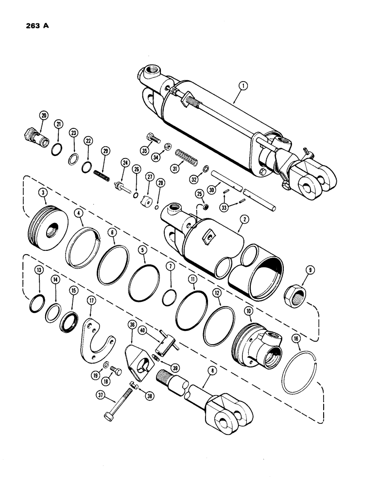 Схема запчастей Case IH 770 - (263A) - 3 1/4" X 8" REMOTE HYDRAULIC CYLINDER, WITH HYDRAULIC LIMIT STOP (08) - HYDRAULICS