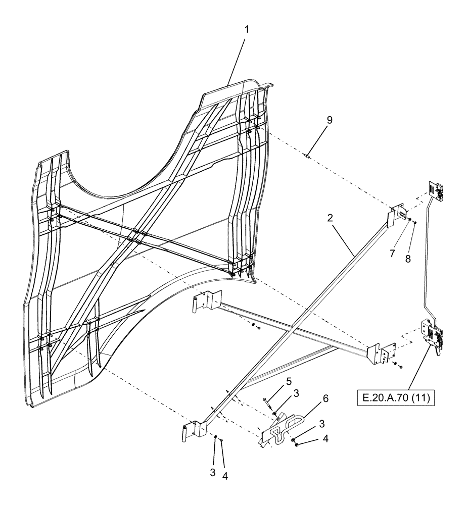 Схема запчастей Case IH AFX8010 - (E.20.A.70[04]) - PANEL, SIDE, R.H E - Body and Structure