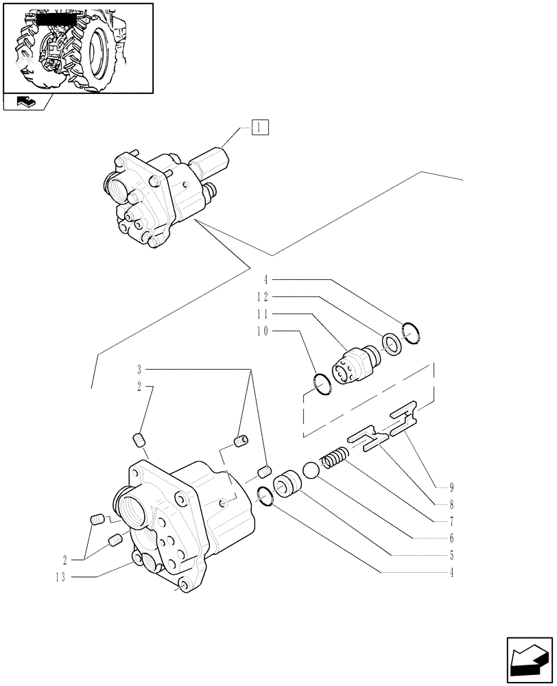 Схема запчастей Case IH FARMALL 95N - (1.82.4[04]) - LIFTER DISTRIBUTOR AND VALVES BREAKDOWN - C6635 (07) - HYDRAULIC SYSTEM