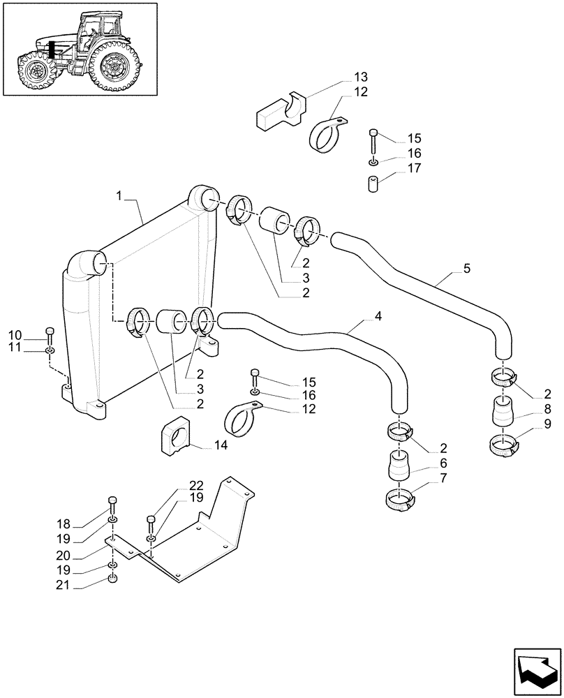 Схема запчастей Case IH MXM120 - (1.19.6) - INTERCOOLER AND PIPES (02) - ENGINE EQUIPMENT