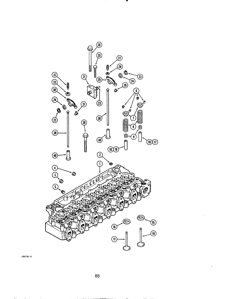 Схема запчастей Case IH 6590TA - (088) - CYLINDER HEAD AND VALVE MECHANISM, 6-590, 6T-590 AND 6TA-590 ENGINE 