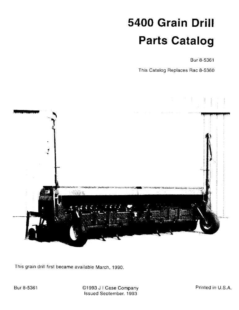 Схема запчастей Case IH 5400 - (1-02) - 5400 GRAIN DRILL PARTS CATALOG (00) - PICTORIAL INDEX