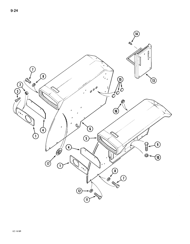 Схема запчастей Case IH 895 - (9-024) - REAR FENDERS, FLAT TOP (09) - CHASSIS/ATTACHMENTS