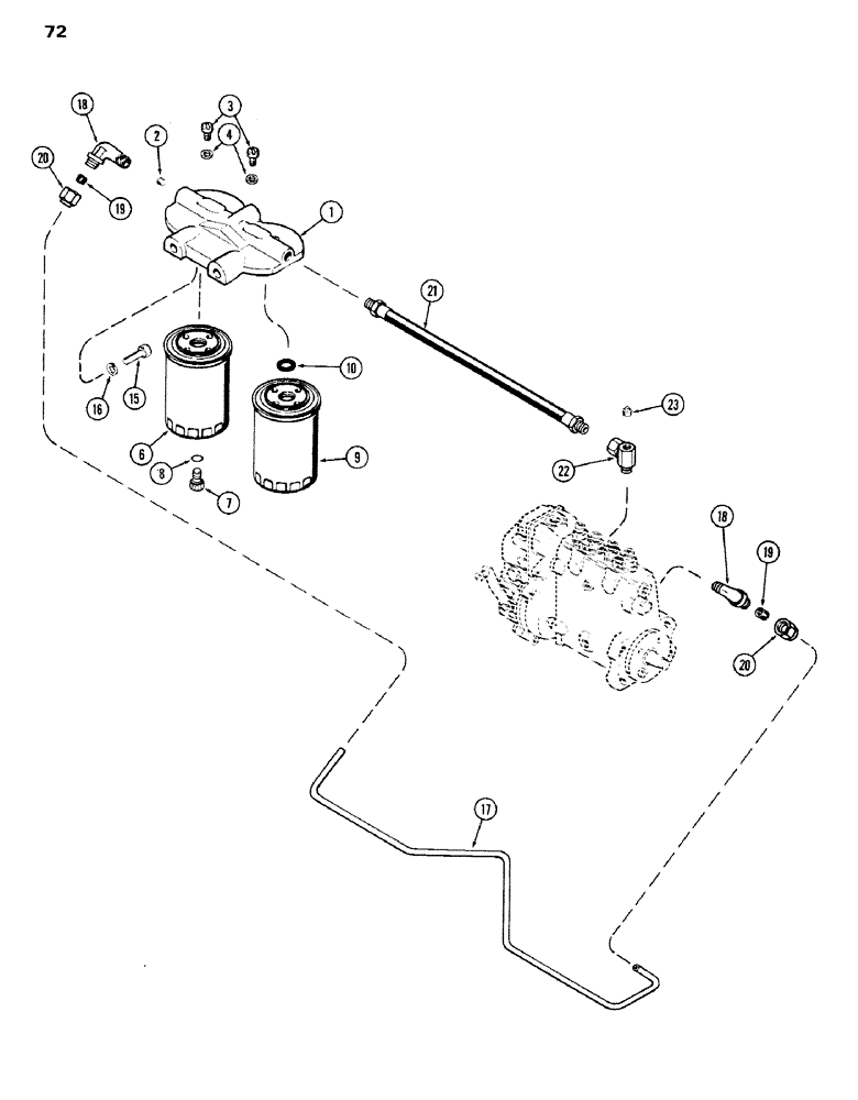 Схема запчастей Case IH 336BDT - (072) - FUEL INJECTION FILTER SYSTEM, ENGINE LESS FUEL DEVICE, 336BD AND 301BD NATURALLY ASPIRATED ENGINES 