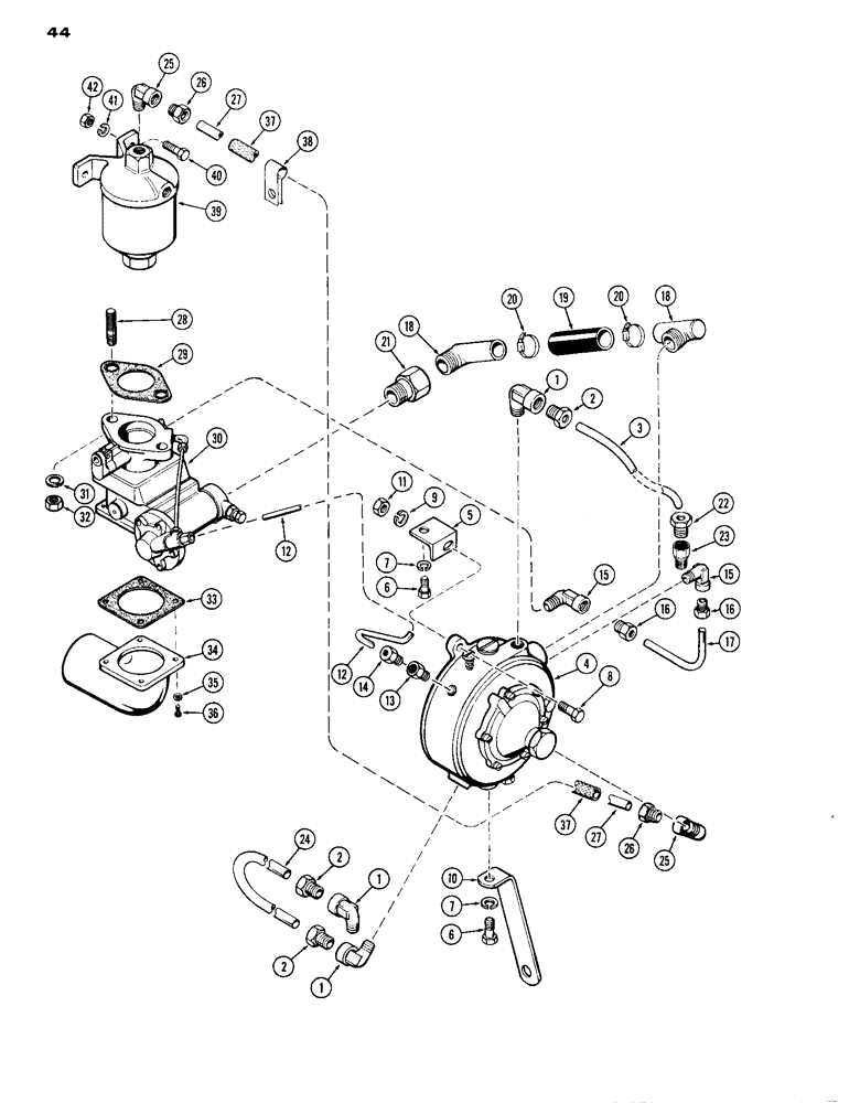 Схема запчастей Case IH A284 - (44) - FUEL SYSTEM, LP-GAS ENGINE 