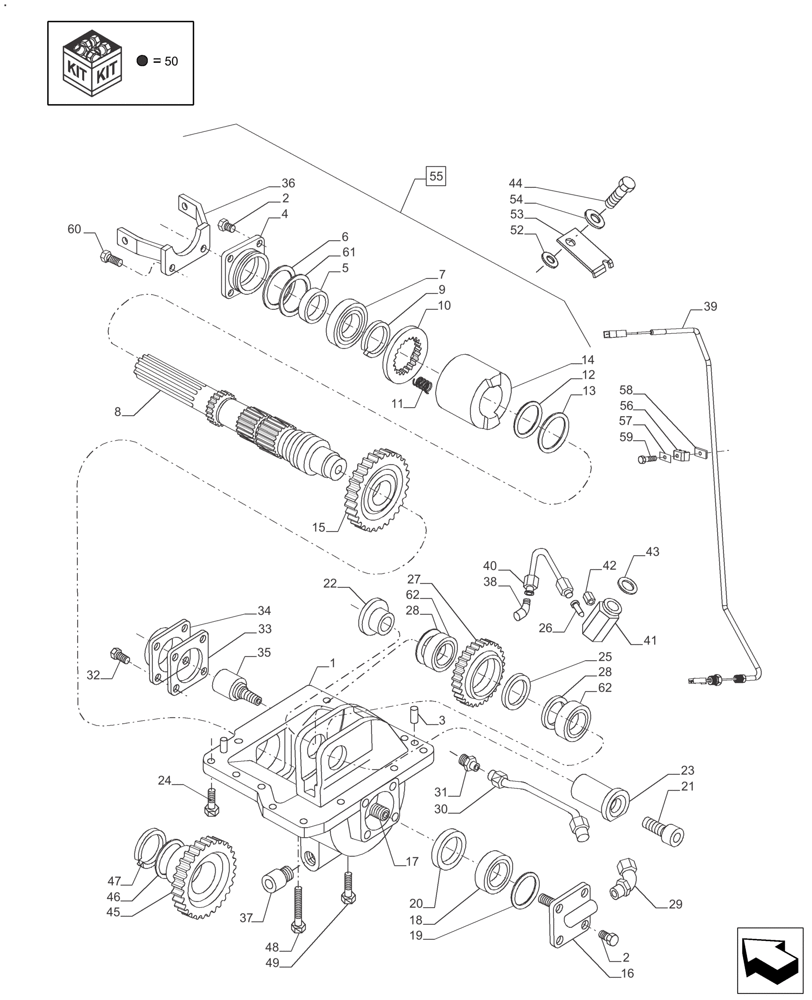 Схема запчастей Case IH FARMALL 110A - (41.101.AC) - TRANSFER BOX, FRONT AXLE (41) - STEERING