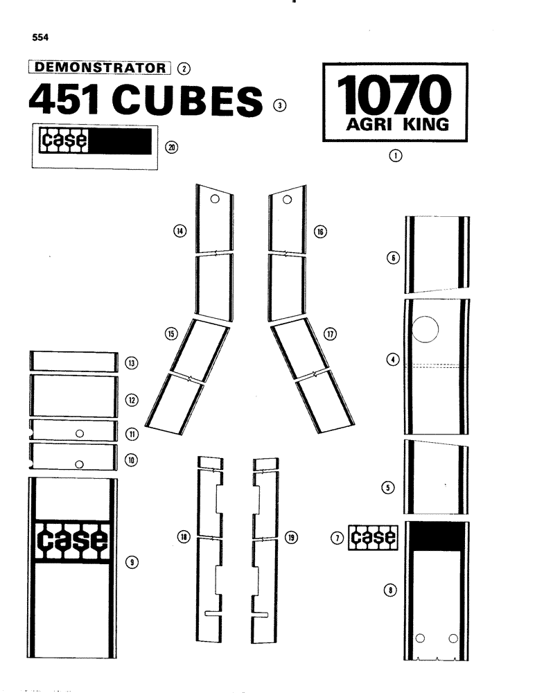 Схема запчастей Case IH 1070 - (0554) - DECALS, DEMONSTRATOR (09) - CHASSIS/ATTACHMENTS