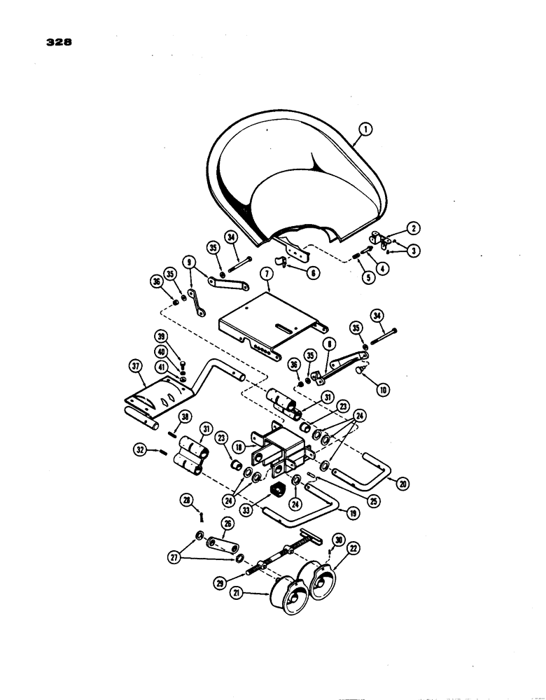 Схема запчастей Case IH 530 - (328) - EASY RIDE SEAT AND SUSPENSION, PRIOR TO S/N 8262800 (09) - CHASSIS