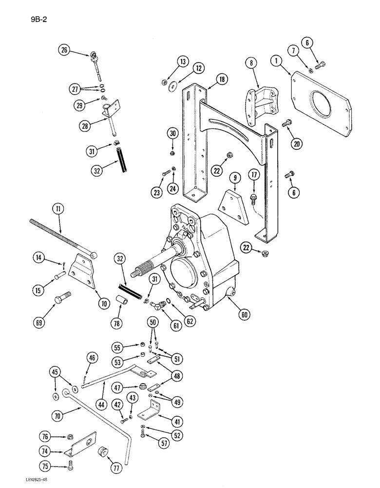 Схема запчастей Case IH 1680 - (9B-02) - ROTOR DRIVE MOUNTING (14) - ROTOR, CONCANVES & SIEVE