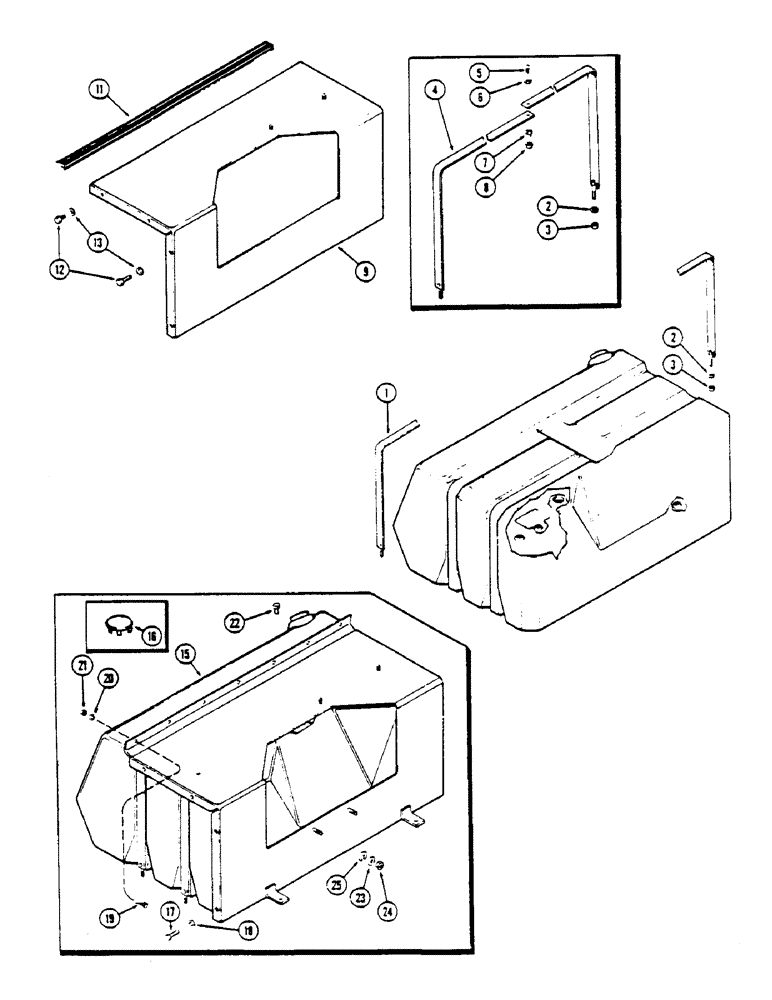 Схема запчастей Case IH 1175 - (042) - (451B) TURBO DIESEL ENGINE, FUEL TANK COVERS (03) - FUEL SYSTEM