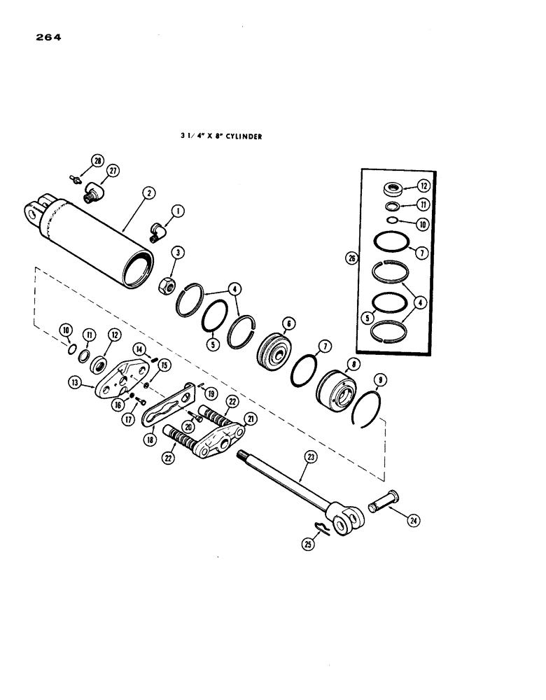 Схема запчастей Case IH 1200 - (264) - 3 1/4 INCH X 8 INCH REMOTE HYDRAULIC CYLINDER, WITH MECHANICAL LIMIT STOP (08) - HYDRAULICS